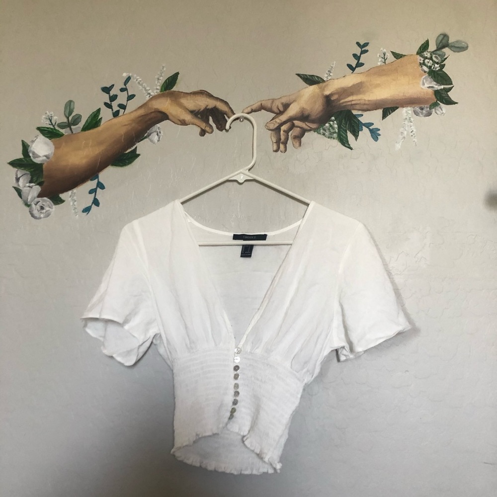 Forever 21 white v neck blouse